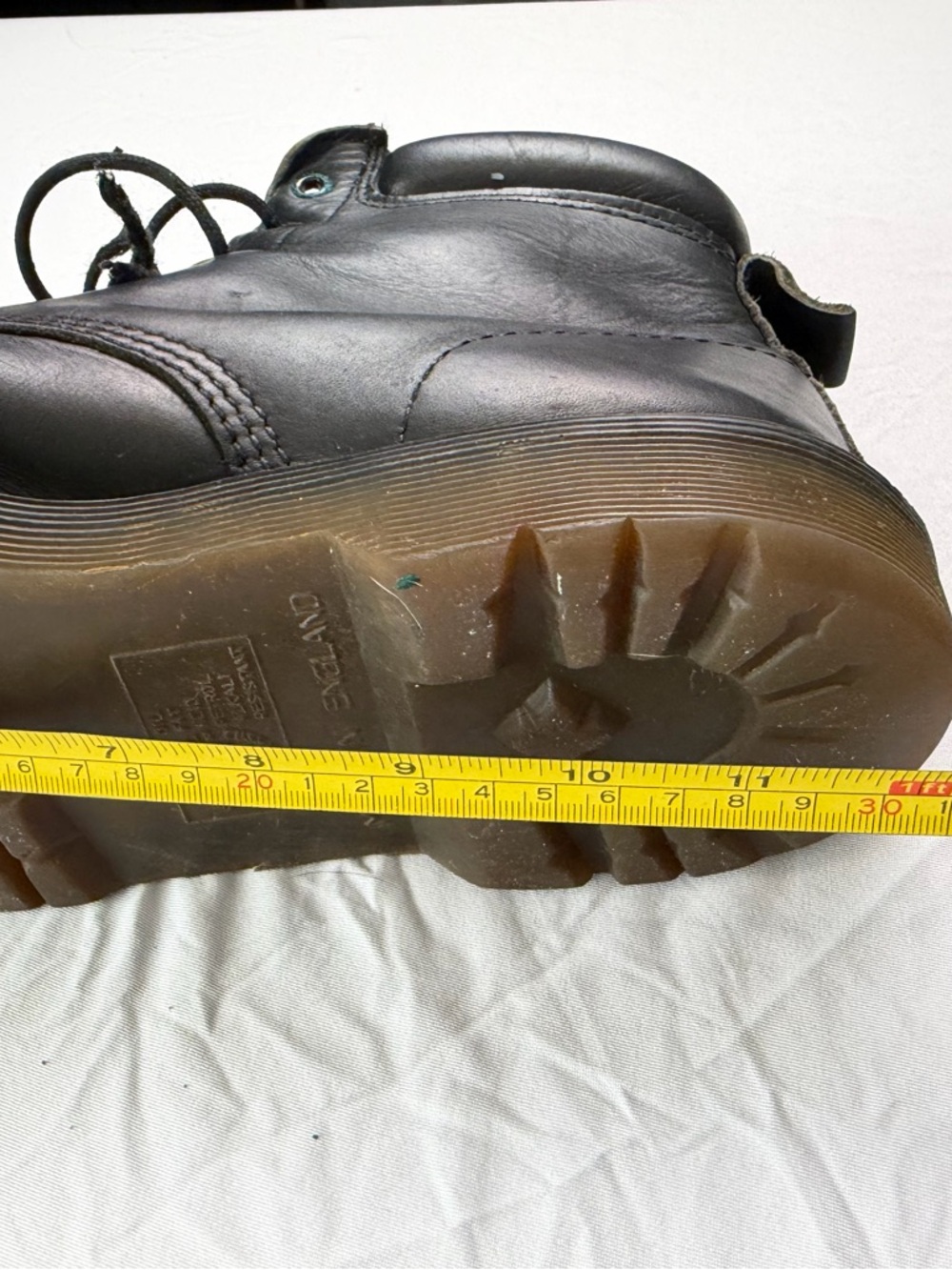 Vintage Martens Boots Black Leather 6-Eye Padded Collar made in England men 10 - Picture 6 of 8